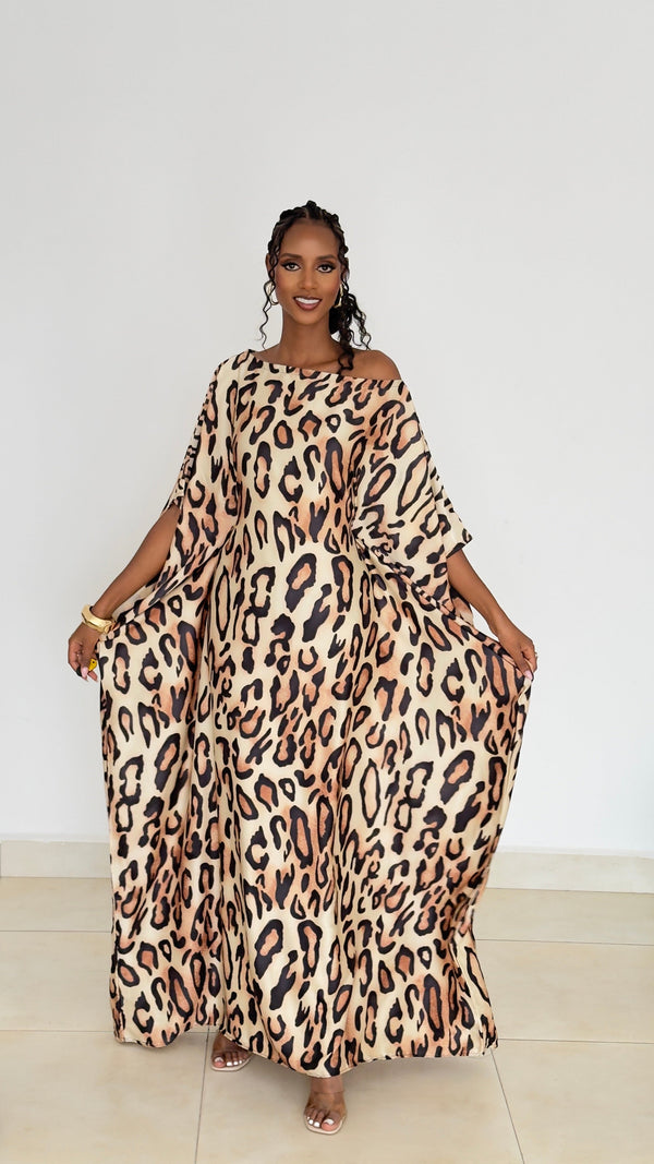 Luxe Leopard Kaftan - Silk Maxi Dress