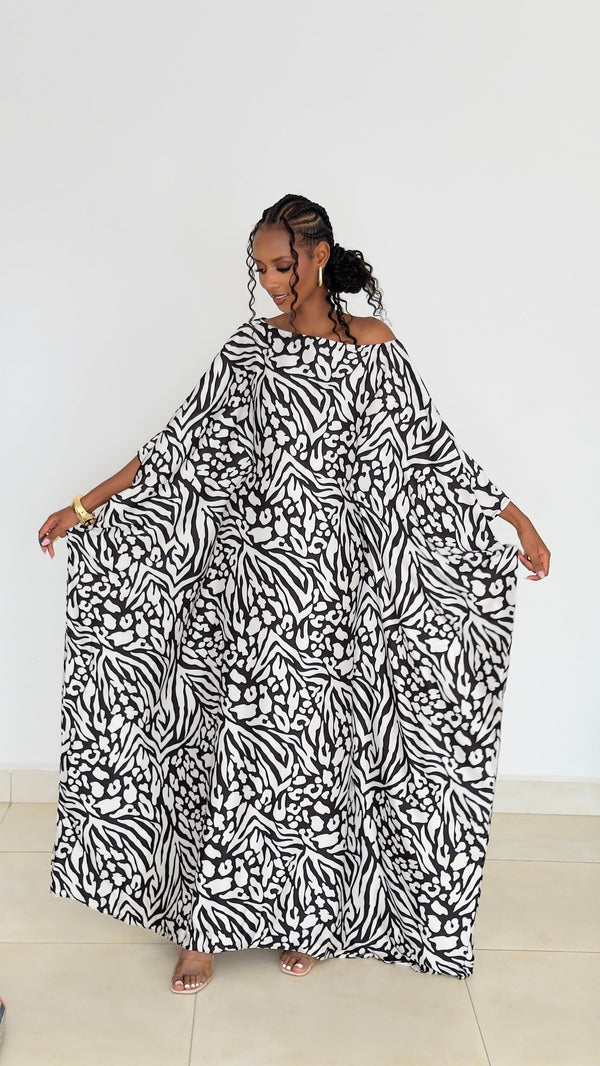 Monochrome Mirage Kaftan (Dress)