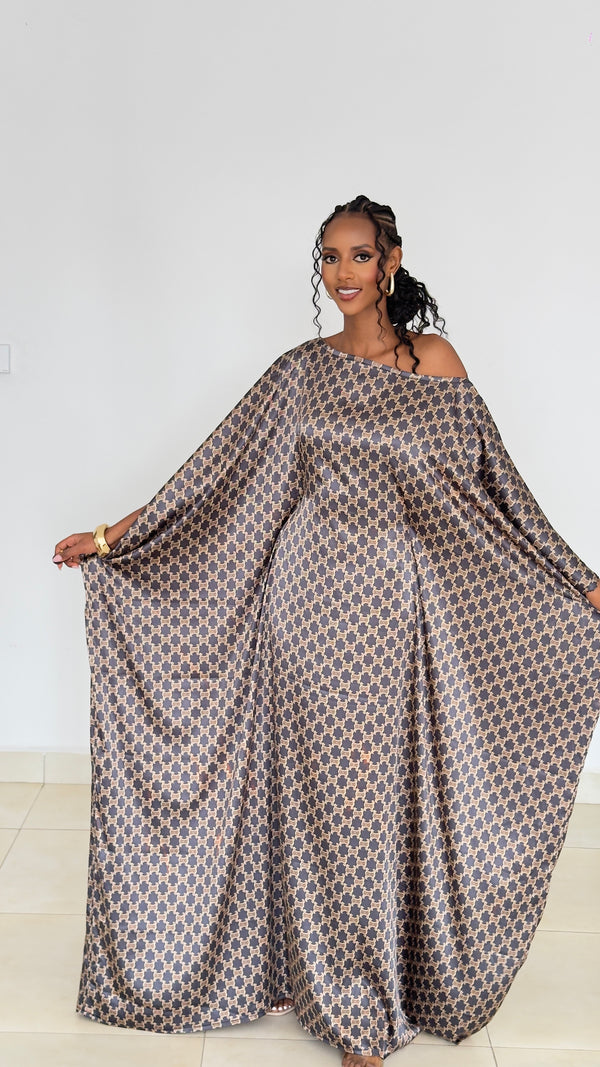 Luxe Mosaic Kaftan -Silk Maxi Dress