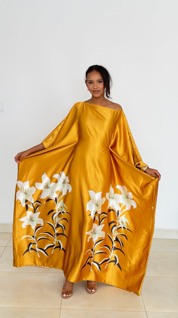 Golden Lily Kaftan -Silk Maxi Dress