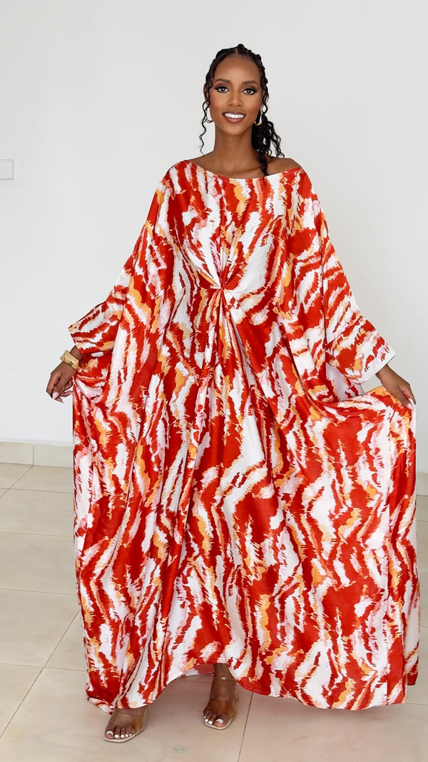 Fiery Streak Kaftan -Silk Maxi Dress