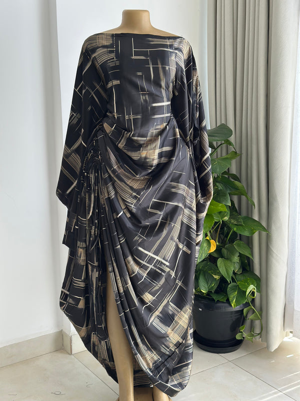 Gilded Grid Kaftan - Silk Maxi Dress