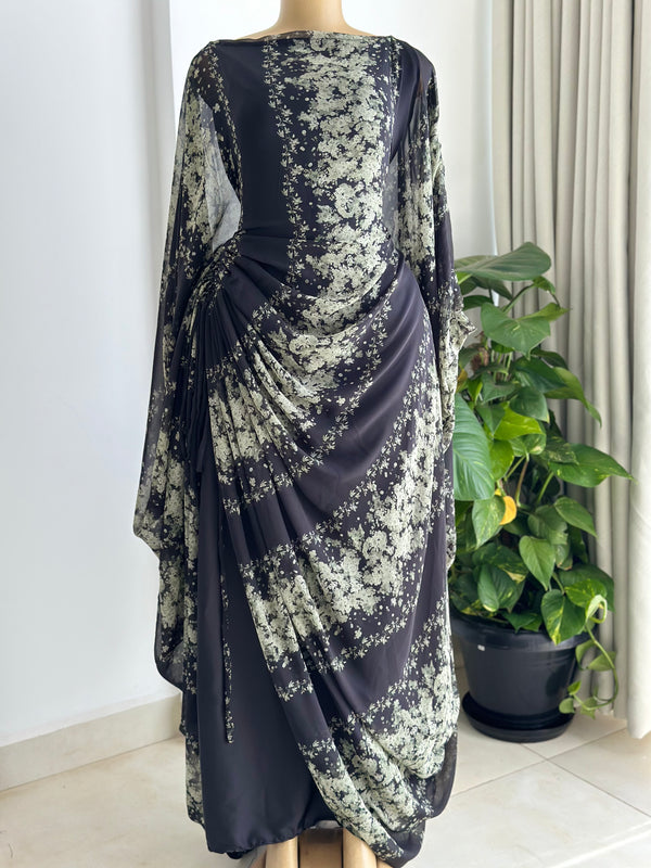 Midnight Bloom Kaftan - Chiffon Maxi Dress