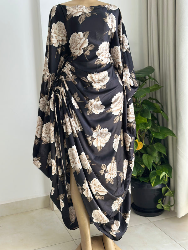 Noir Rose Kaftan - Silk Maxi Dress