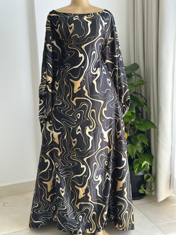 Golden Serenity Kaftan - Silk Maxi Dress