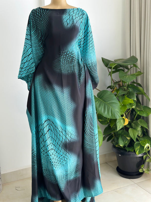 Aqua Mirage Kaftan - Silk Maxi Dress