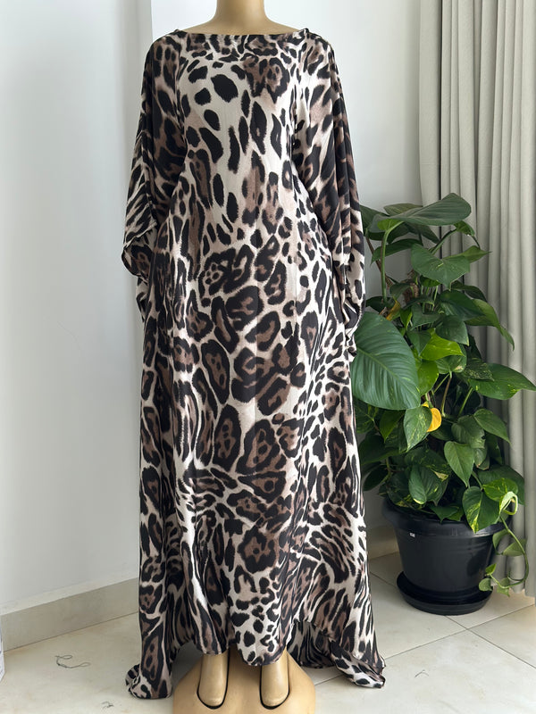 Safari Elegance Kaftan - Silk Maxi Dress