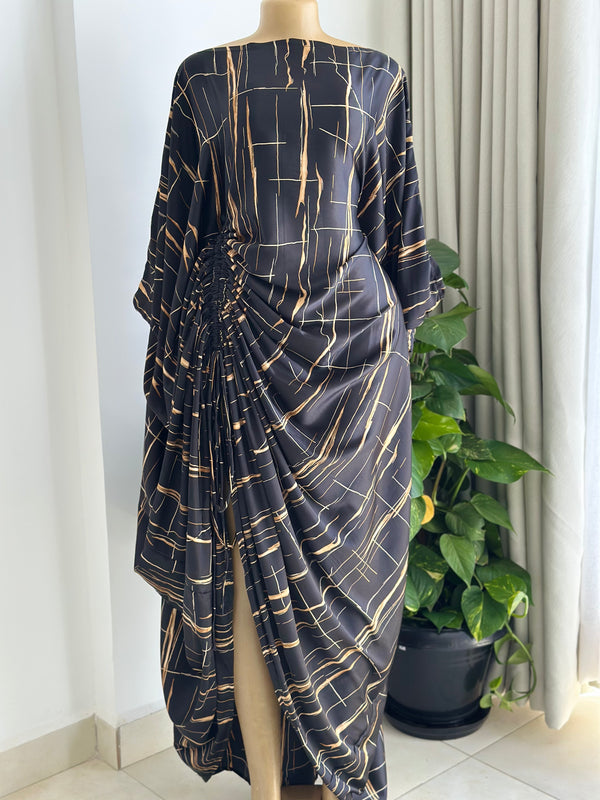 Luxe Grid Kaftan - Silk Maxi Dress