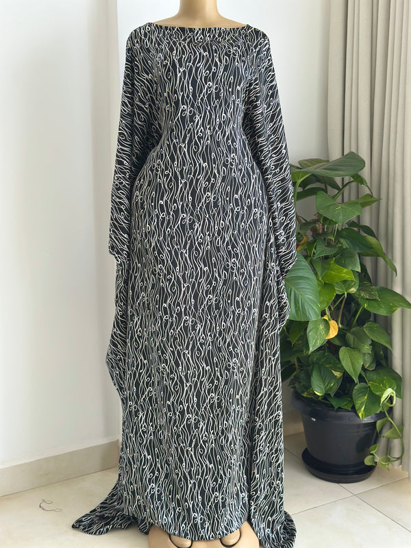 Noir Cascade Kaftan - Silk Maxi Dress